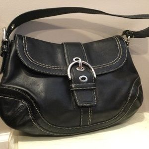 Coach black leather shoulder bag